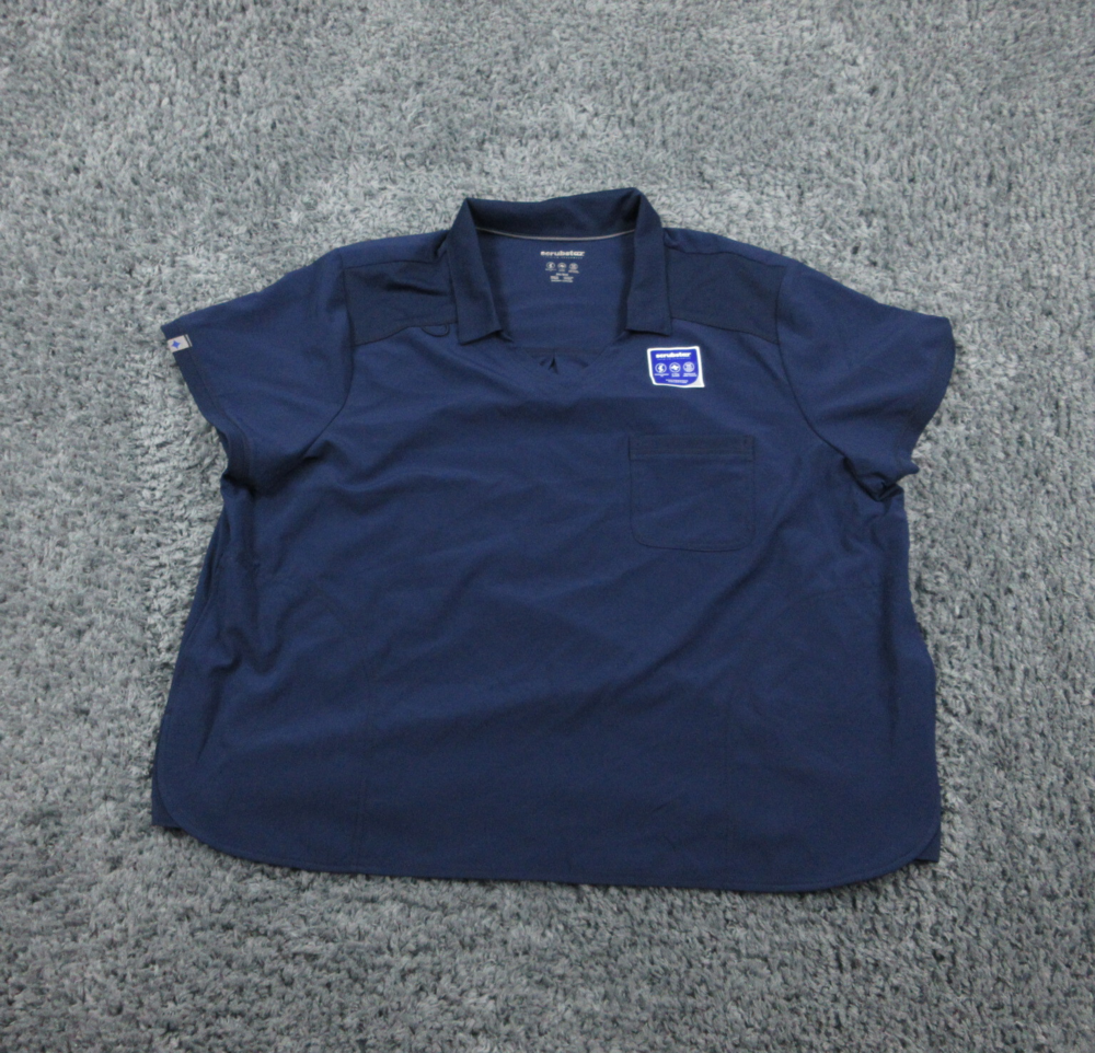 Scrubstar Scrub Top Womens XXXL Indigo Blue Performance Fit 4-Way Stretch 3XL